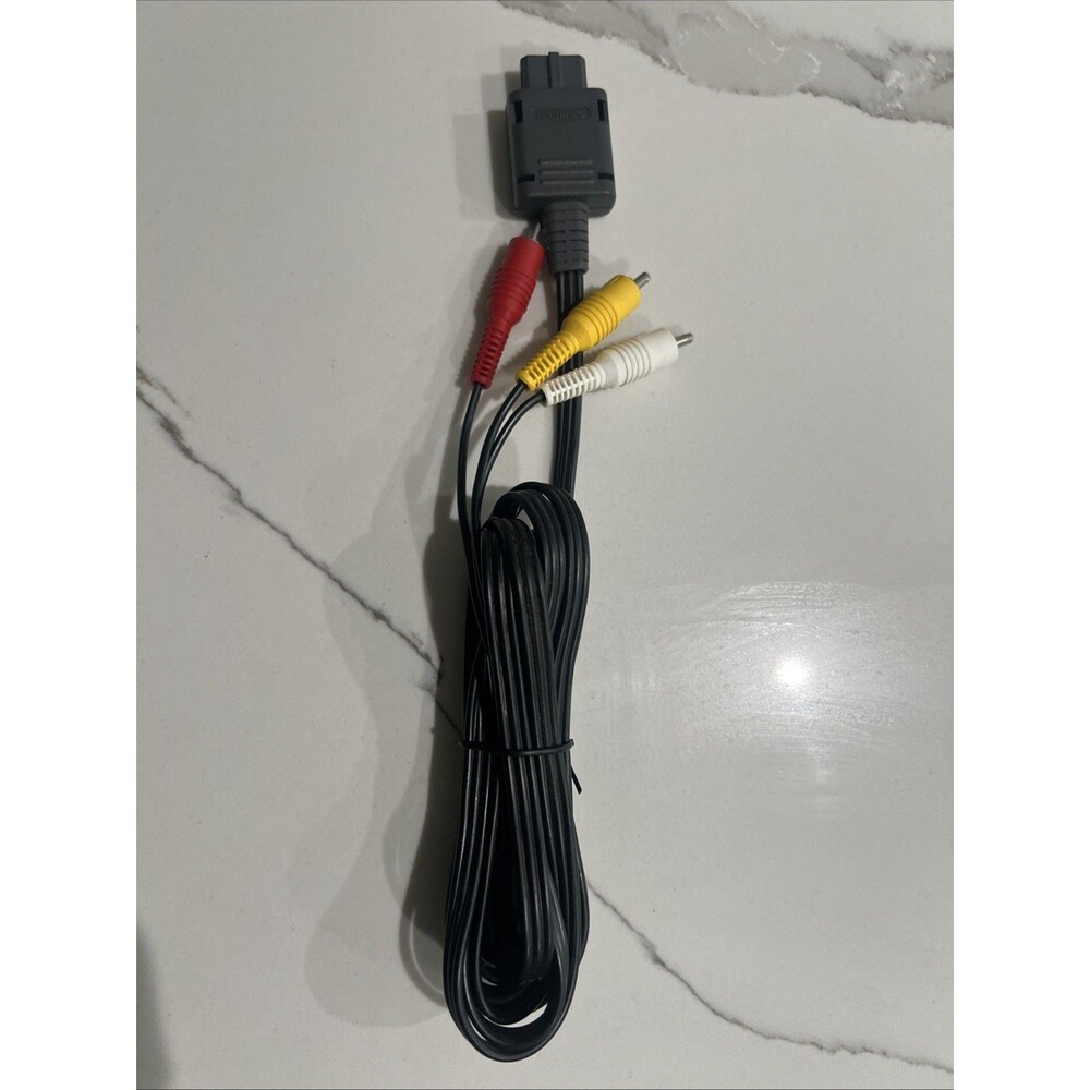 Official Super Nintendo SNES Gamecube N64 AV Video Cable RCA Gray Plug OEM Works